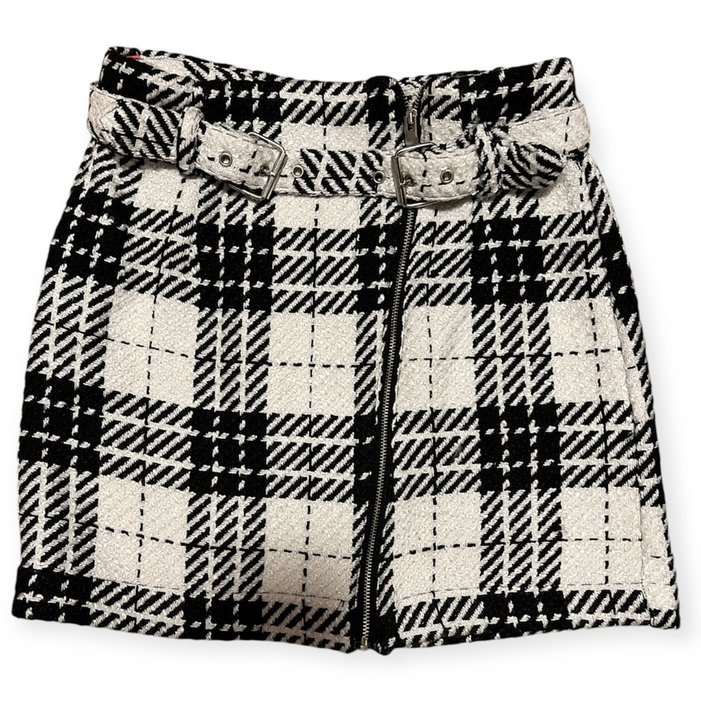 Zara Houndstooth Mini Skirt with Belt- Size S